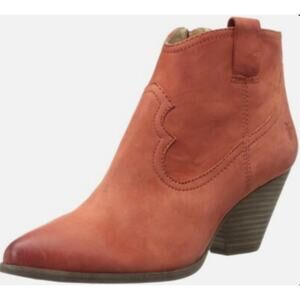 Frye Reina Leather Booties Camel Tan Heeled 7.5 Western Cowgirl Ankle Boots